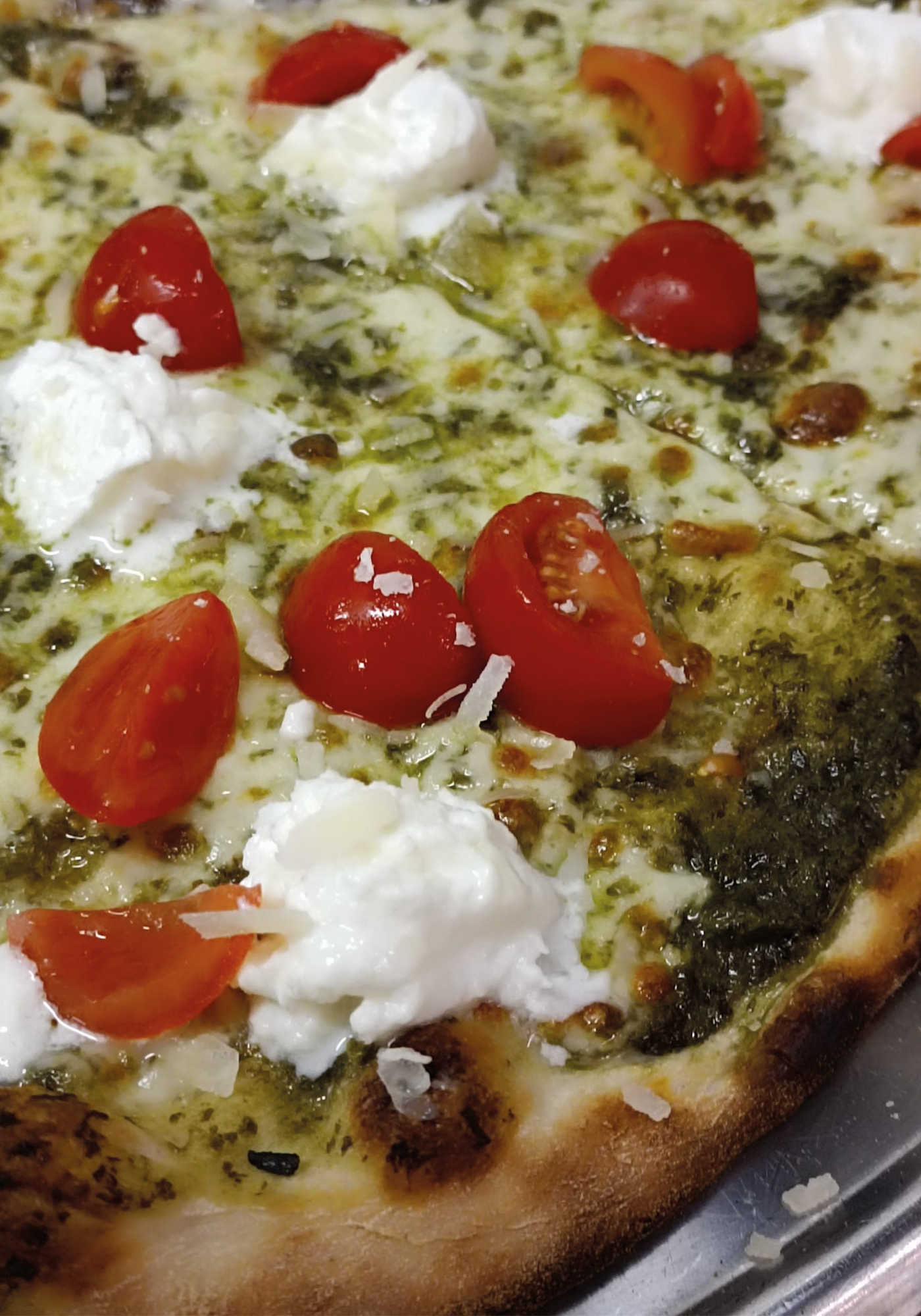 pizza con crema di rucola